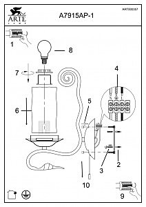 Настенное бра Arte Lamp SCROLL A7915AP-1BK