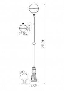 Столб фонарный уличный Arte Lamp MONACO A1497PA-1BK