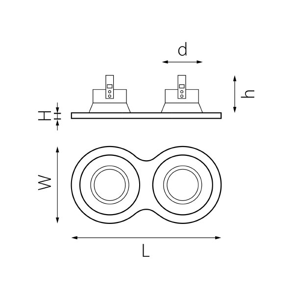 Комплект из светильников и рамки Lightstar Domino D6230303