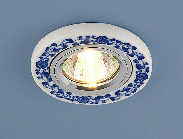 Встраиваемый светильник с узорами 9035 9035 керамика MR16 бело-голубой (WH/BL) Elektrostandart