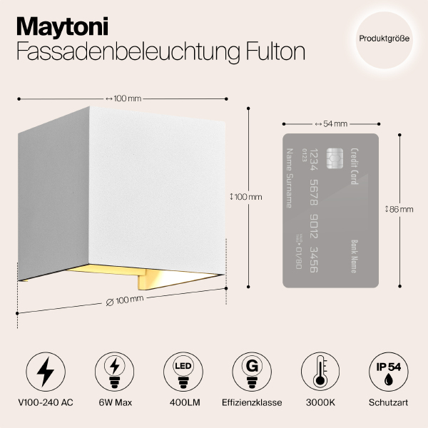 Уличный LED настенный светильник Maytoni Fulton O572WL-L6W