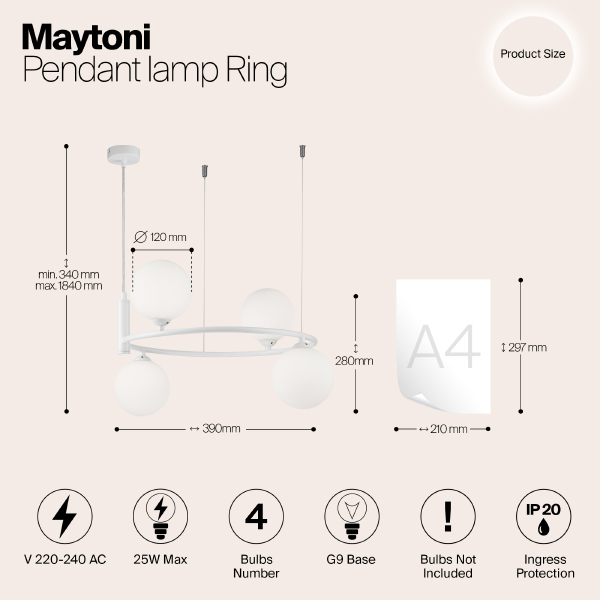 Светильник подвесной Maytoni Ring MOD013PL-04W