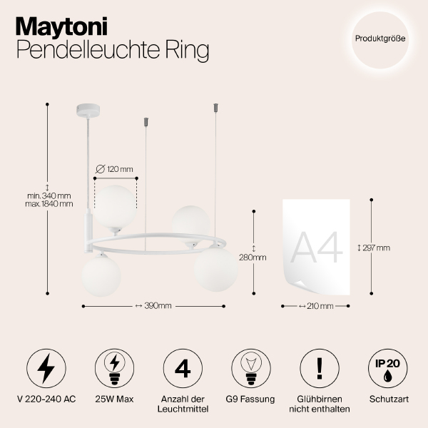 Светильник подвесной Maytoni Ring MOD013PL-04W