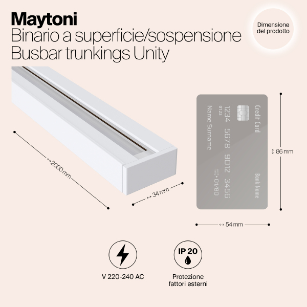 Однофазный двухжильный трековый шинопровод Maytoni Single phase track system TRX001-112W