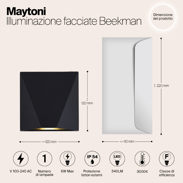 Уличный LED настенный светильник Maytoni Beekman O577WL-L5B