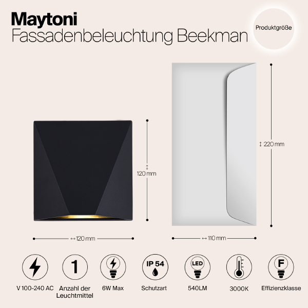 Уличный LED настенный светильник Maytoni Beekman O577WL-L5B