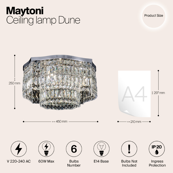 Потолочная хрустальная люстра Maytoni Dune DIA005CL-06CH