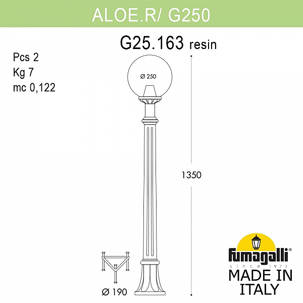 Уличный наземный светильник Fumagalli Globe 250 G25.163.000.BXE27