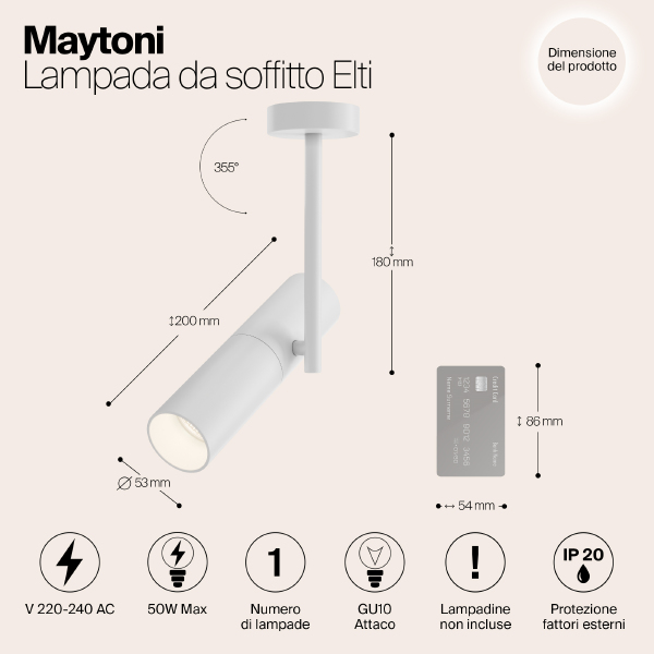 Светильник потолочный Maytoni Elti C020CL-01W