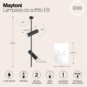 Светильник потолочный Maytoni Elti C021CL-02B