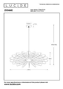 Светильник подвесной Lucide Zidane 77483/76/31