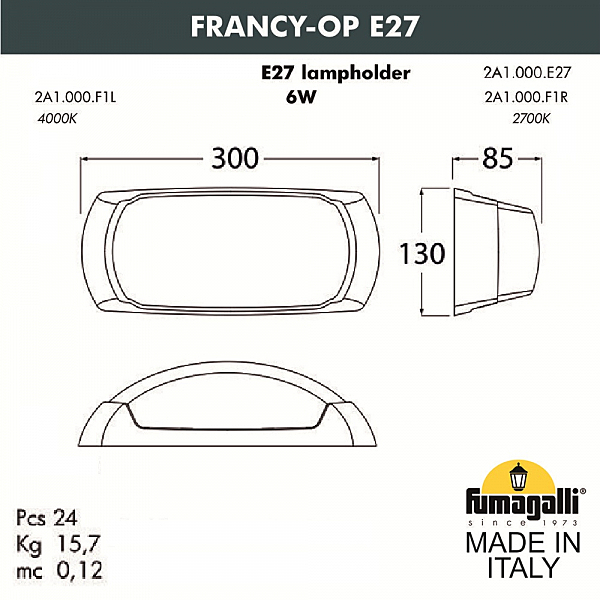 Уличный настенный светильник Fumagalli Francy 2A1.000.000.LYF1R