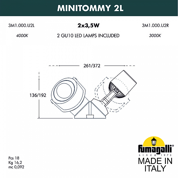 Уличный настенный светильник Fumagalli Minitommy 3M1.000.000.WXU2L