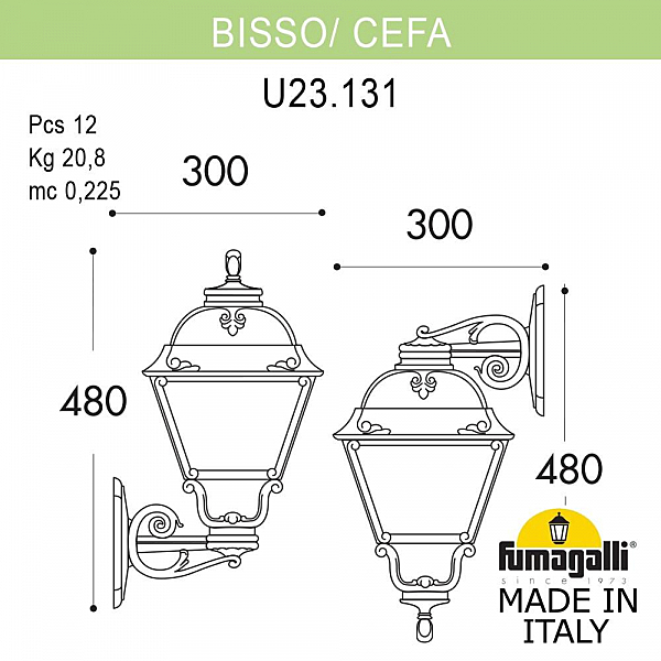 Уличный настенный светильник Fumagalli Cefa U23.131.000.BXF1RDN