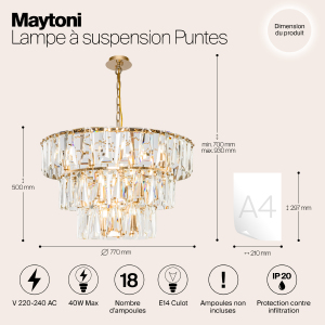 Подвесная люстра Maytoni Puntes MOD043PL-18G