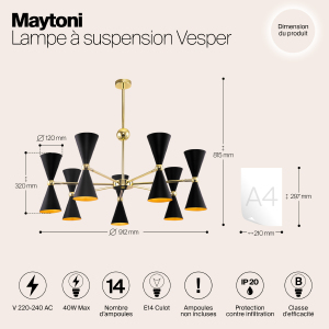 Люстра на штанге Maytoni Vesper MOD108PL-14GB