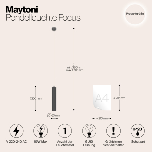 Светильник подвесной Maytoni Focus P075PL-01B