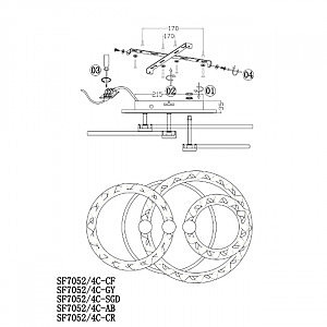 Потолочная люстра Seven Fires Oden SF7052/4C-AB-BL