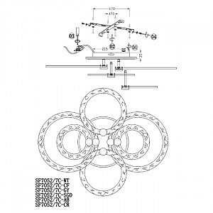 Потолочная люстра Seven Fires Oden SF7052/7C-CR-BL