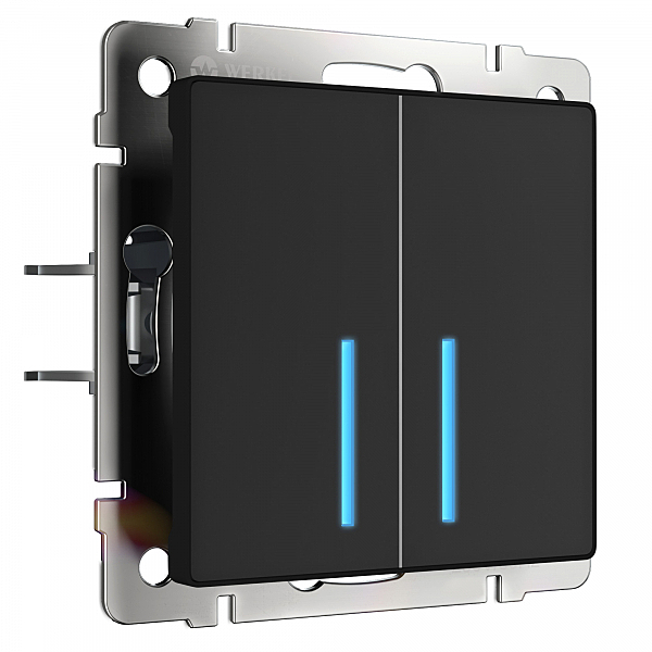 Умный выключатель Wi-Fi Werkel W4520608/ Сенсорный выключатель двухклавишный с функцией Wi-Fi (черный)