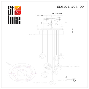 Люстра каскадная ST Luce Montecelio SL6104.203.09