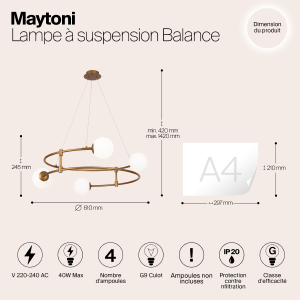 Подвесная люстра Maytoni Balance MOD317PL-04G