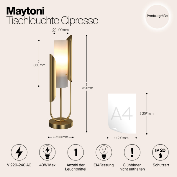 Настольная лампа Maytoni Сipresso Z014TL-01G