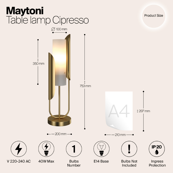 Настольная лампа Maytoni Сipresso Z014TL-01G