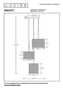 Светильник подвесной Lucide Baskett 45459/03/30
