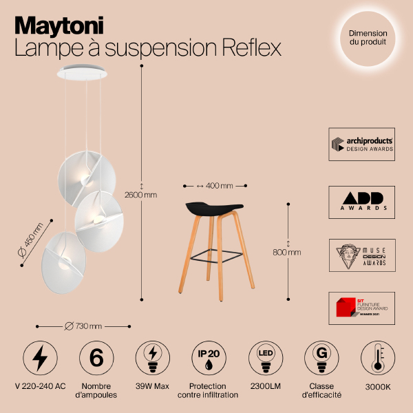 Светильник подвесной Maytoni Reflex MOD154PL-L6W3K1