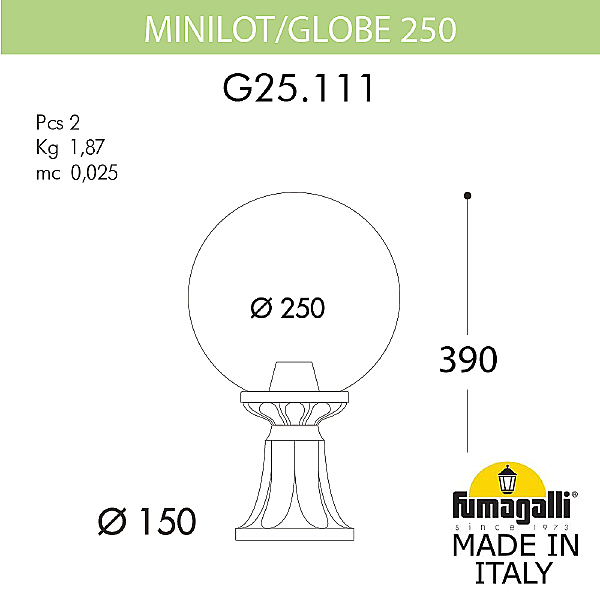 Уличный наземный светильник Fumagalli Globe 250 G25.111.000.WYF1R