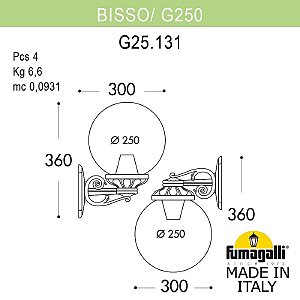 Уличный настенный светильник Fumagalli Globe 250 G25.131.000.WZF1RDN