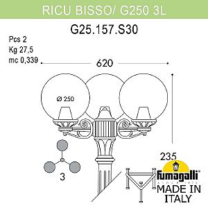 Столб фонарный уличный Fumagalli Globe 250 G25.157.S30.WYF1R