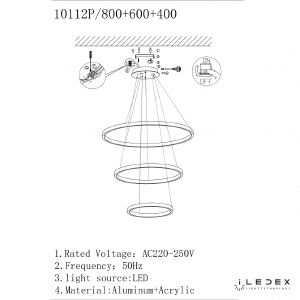 Подвесная люстра ILedex Axis 10112P/3-63W-3000K (8/6/4) BR