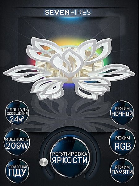 Потолочная люстра Seven Fires Lorand SF5027/9C-WT-GD-RGB