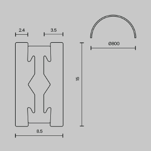 Шинопровод полукруг 800мм Maytoni Busbar trunkings Flarity TRX154-SR-D800-BS