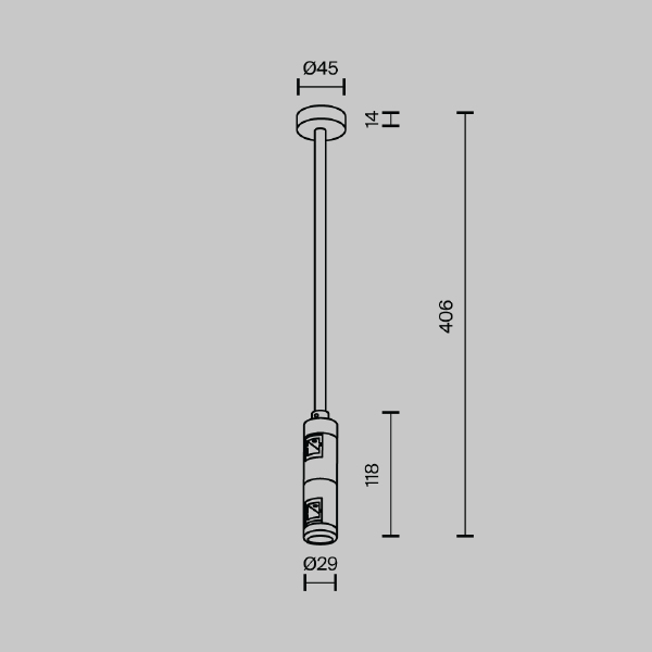 Крепление потолочное Medium двойное 300мм Maytoni Accessories for tracks Flarity TRA158С-D1-BS