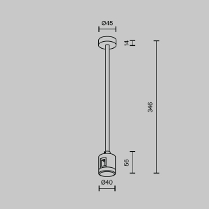 Крепление потолочное Medium 300мм с прямым коннектором питания Maytoni Accessories for tracks Flarity TRA158С-IPC1-BS
