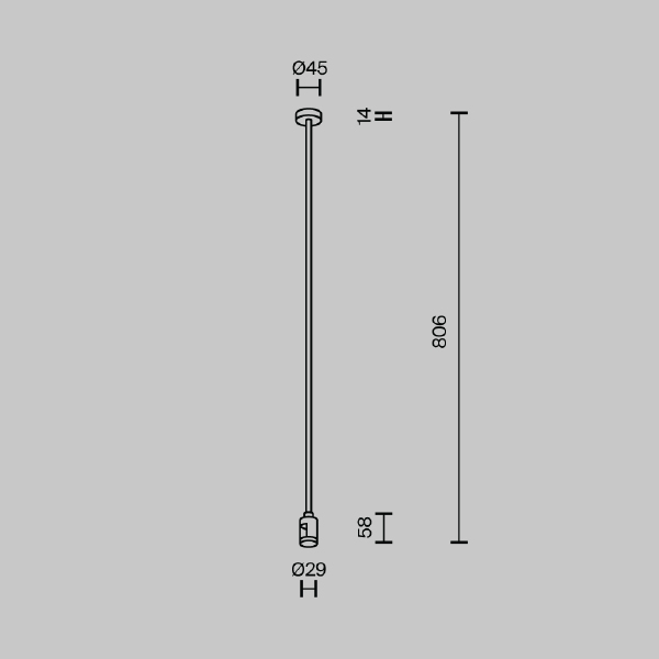 Крепление потолочное Long одинарное 760мм Maytoni Accessories for tracks Flarity TRA159С-SL1-BS