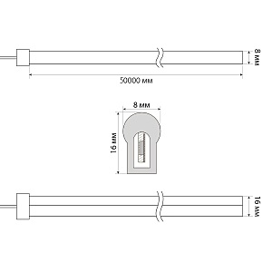 Светодиодный шнур Uniel ULS-N21-2835-120LED/m-8mm-IP67-220V-8W/m-50M-GREEN бобина